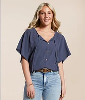 Crinkle Front Tie Top