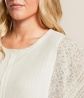 Pieced Pointelle Floral Top