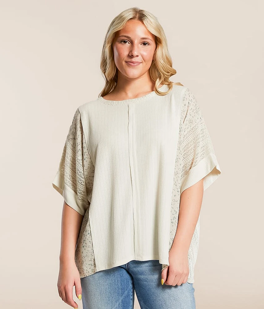 Pieced Pointelle Floral Top