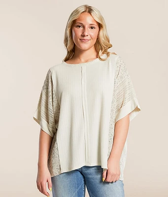 Pieced Pointelle Floral Top