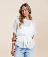 Embroidered Chiffon Peplum Top