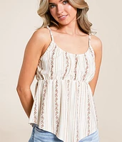 Floral Striped Peplum Tank Top