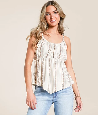 Floral Striped Peplum Tank Top