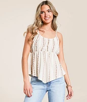 Floral Striped Peplum Tank Top