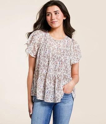 Floral Chiffon Tiered Top