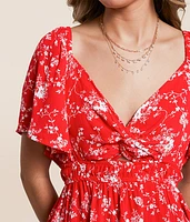 Floral Flutter Sleeve Top