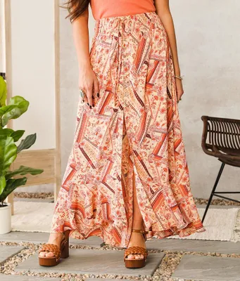 Willow & Root Floral Chiffon Maxi Skirt