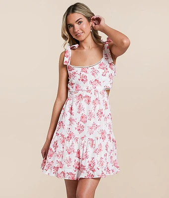 Floral Cut-Out Mini Dress