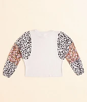 Girls - Floral Cheetah Top