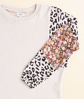 Girls - Floral Cheetah Top