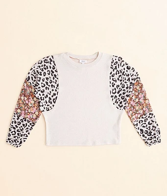 Girls - Floral Cheetah Top