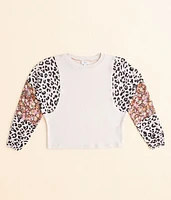Girls - Floral Cheetah Top