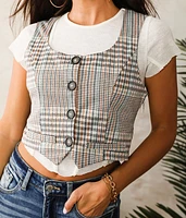 Houndstooth Cropped Vest