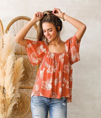 Willow & Root Tropical Open Back Top