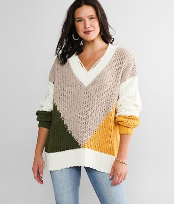 BKE Chenille Color Block Sweater