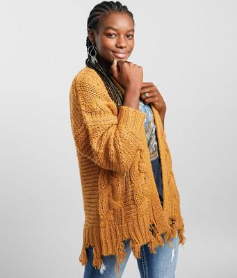 Gilded Intent Chunky Cable Knit Cardigan Sweater