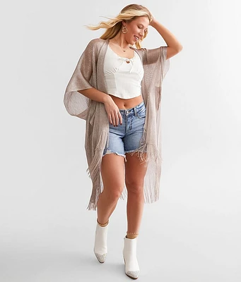 Davi & Dani Metallic Fringe Kimono - One Size