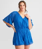 Davi & Dani Surplice Keyhole Open Back Romper