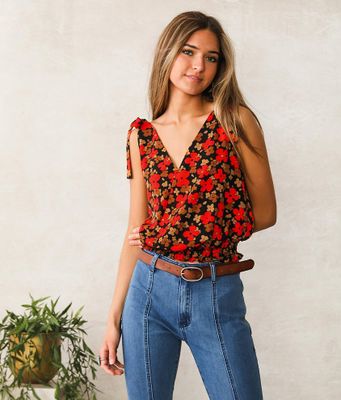 Willow & Root Floral Tie Strap Tank Top