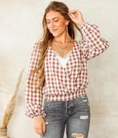 Willow & Root Gingham Surplice Top