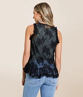 Floral Lace Ruffle Tank Top