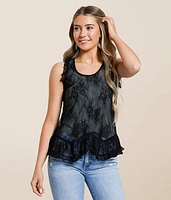 Floral Lace Ruffle Tank Top