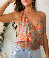 Surplice Floral Cropped Tank Top