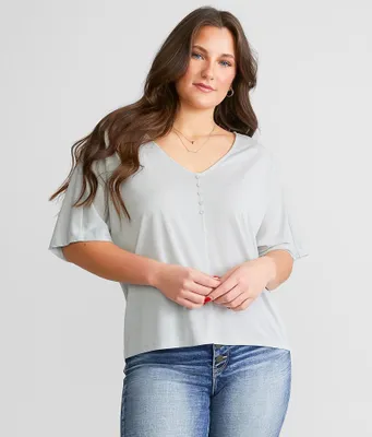 Double Zero Faux Henley Top