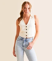 Double Zero Button-Up Cropped Vest