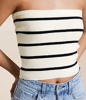 Striped Sweater Cropped Tube Top
