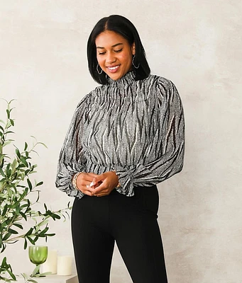 Metallic Striped Chiffon Blouse