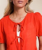 Front Tie Peplum Top
