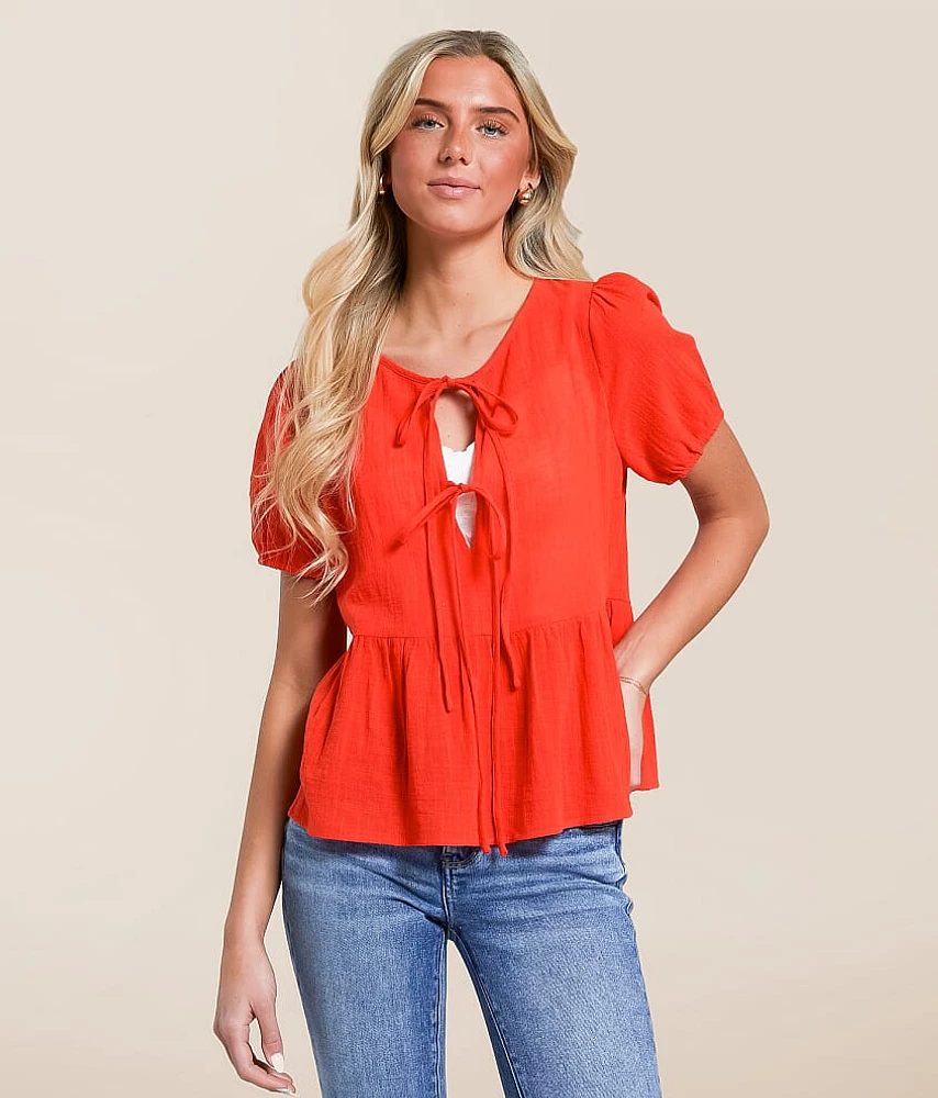 Front Tie Peplum Top