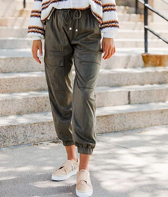 Faux Suede Cargo Jogger Pant