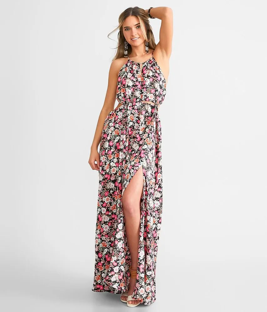 Hyfve Woven Floral Cut-Out Maxi Dress