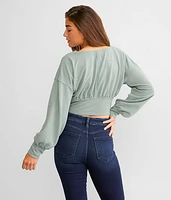 Textured Surplice Cropped Top