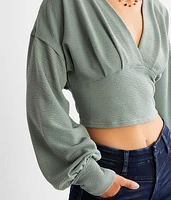 Textured Surplice Cropped Top