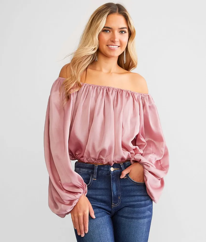 Hyfve Swept Away Off The Shoulder Cropped Top