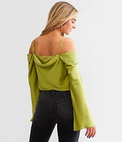 Satin Cold Shoulder Top