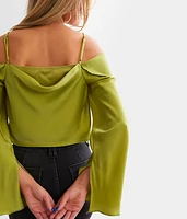Satin Cold Shoulder Top