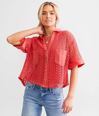 Hyfve Boxy Crochet Cropped Blouse