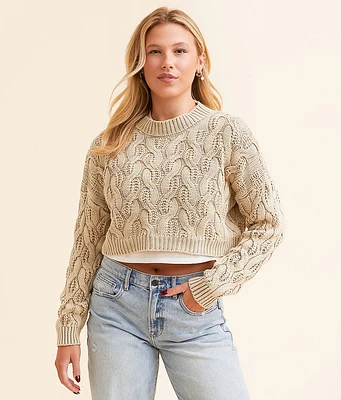 Hyfve Cropped Cable Knit Sweater