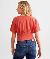 Surplice Pleated Top