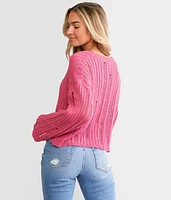 Destructed Boxy Cropped Sweater