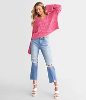 Destructed Boxy Cropped Sweater