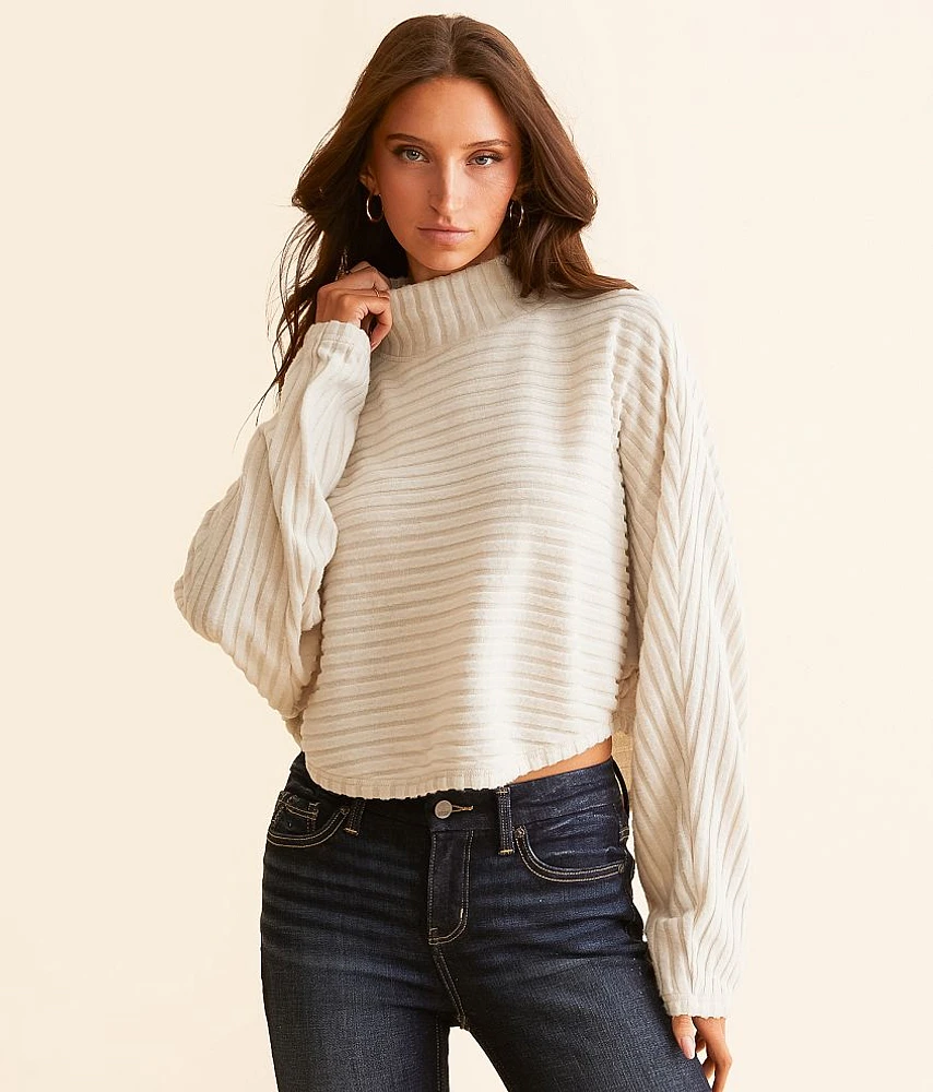 Hyfve Ribbed Mock Neck Cropped Top