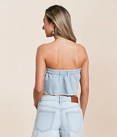 Striped Denim Tube Top