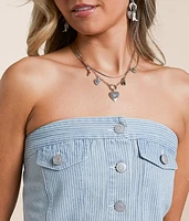 Striped Denim Tube Top
