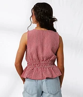 Gingham Peplum Tank Top