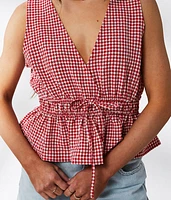 Gingham Peplum Tank Top